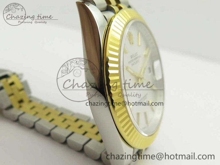 DateJust 41 126334 904L SS YG DJF 1:1 Best Edition Silver Dial Stick Markers on SS YG Jubilee Bracelet A2824