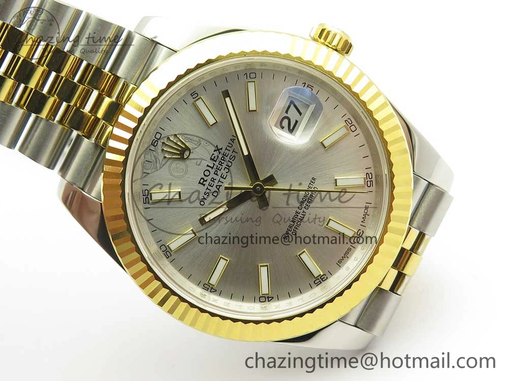 DateJust 41 126334 904L SS YG DJF 1:1 Best Edition Silver Dial Stick Markers on SS YG Jubilee Bracelet A2824