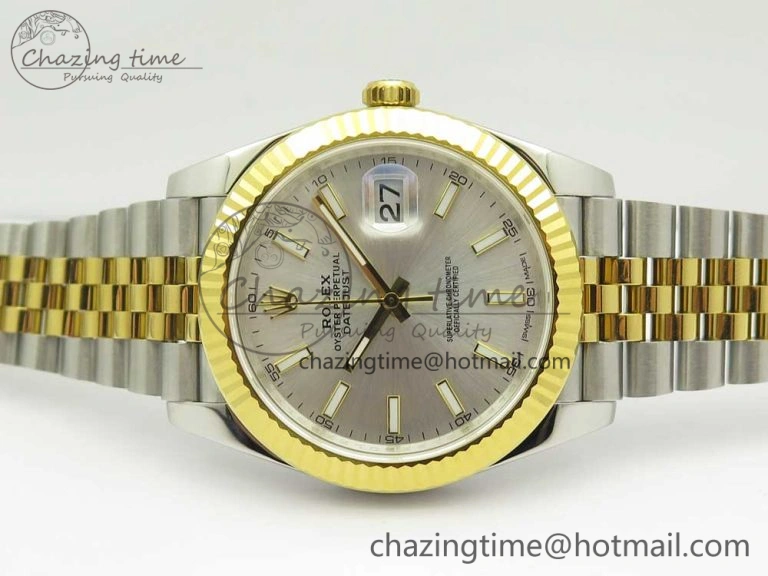 DateJust 41 126334 904L SS YG DJF 1:1 Best Edition Silver Dial Stick Markers on SS YG Jubilee Bracelet A2824