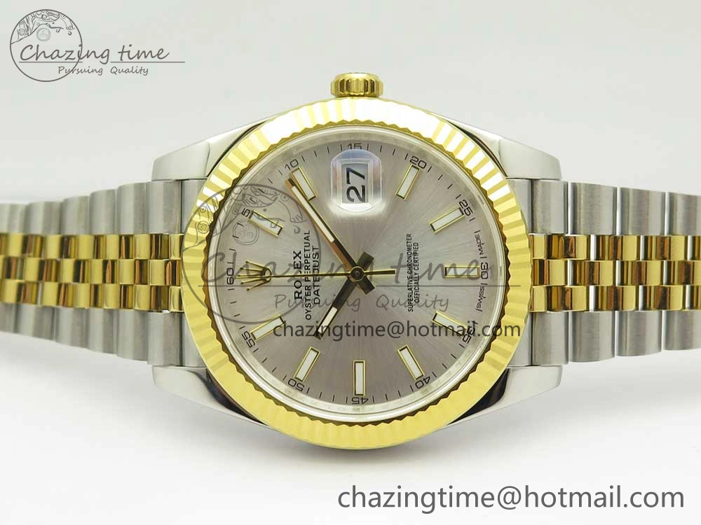 DateJust 41 126334 904L SS YG DJF 1:1 Best Edition Silver Dial Stick Markers on SS YG Jubilee Bracelet A2824