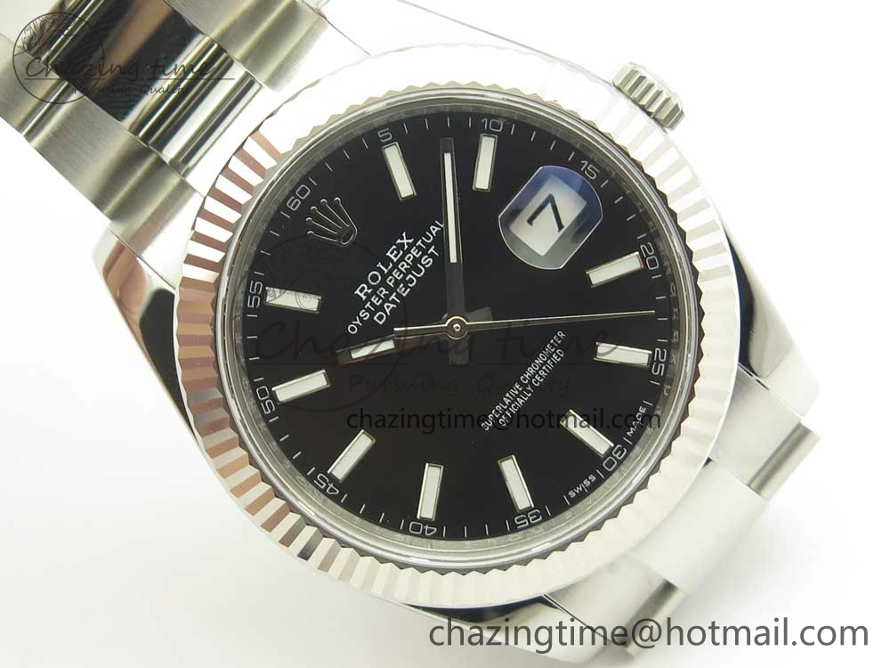 DateJust 41 126334 ARF 1:1 Best Edition 904L Steel Black Dial on Oyster Bracelet A2824