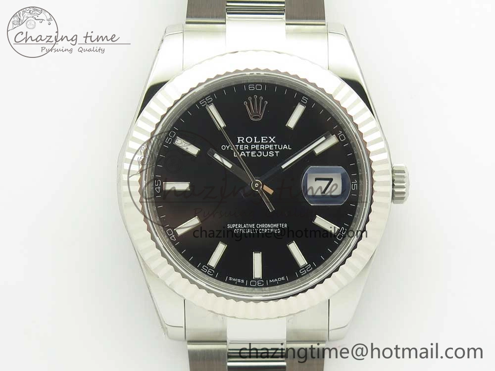 DateJust 41 126334 ARF 1:1 Best Edition 904L Steel Black Dial on Oyster Bracelet A2824