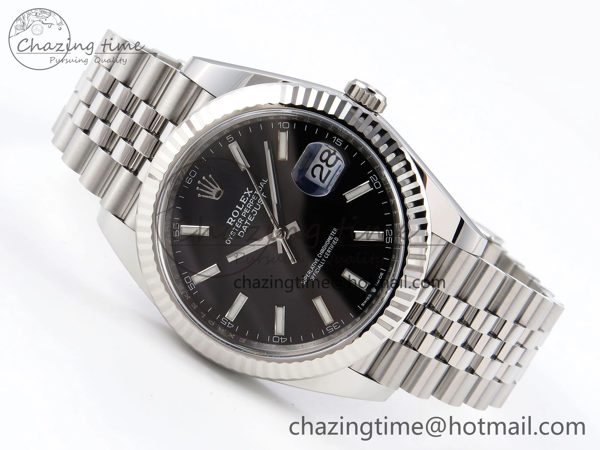 DateJust 41 126334 C+F 1:1 Best Edition 904L Steel Black Dial on SS Jubilee Bracelet VR3235