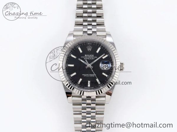 DateJust 41 126334 C+F 1:1 Best Edition 904L Steel Black Dial on SS Jubilee Bracelet VR3235
