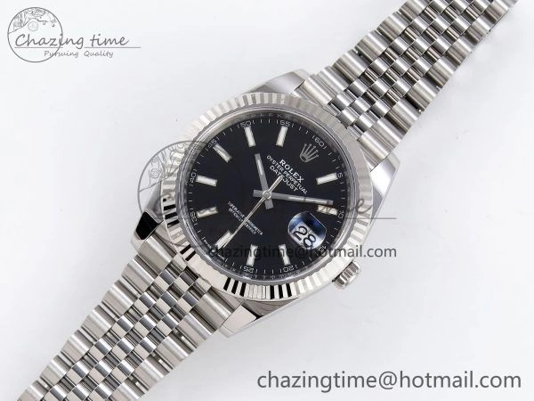 DateJust 41 126334 C+F 1:1 Best Edition 904L Steel Black Dial on SS Jubilee Bracelet VR3235