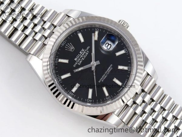 DateJust 41 126334 C+F 1:1 Best Edition 904L Steel Black Dial on SS Jubilee Bracelet VR3235