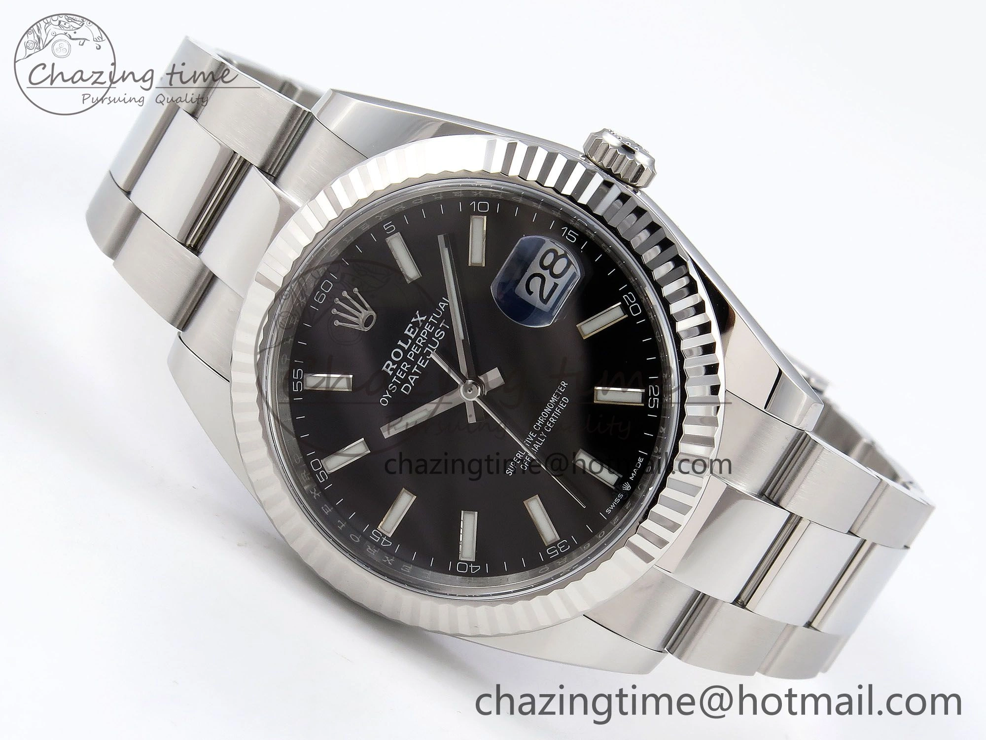 DateJust 41 126334 C+F 1:1 Best Edition 904L Steel Black Dial on SS Oyster Bracelet VR3235