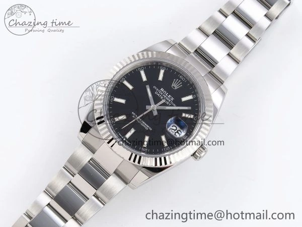 DateJust 41 126334 C+F 1:1 Best Edition 904L Steel Black Dial on SS Oyster Bracelet VR3235