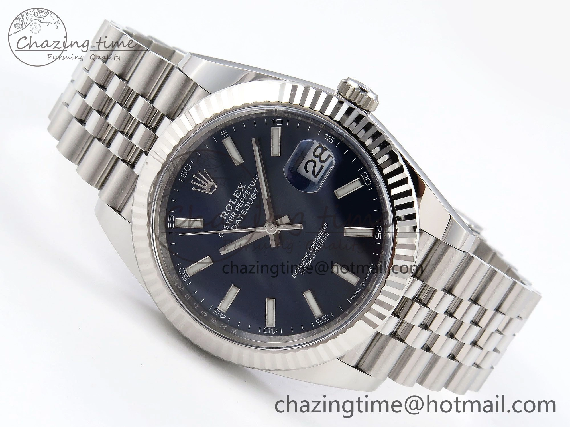 DateJust 41 126334 C+F 1:1 Best Edition 904L Steel Blue Dial on SS Jubilee Bracelet VR3235