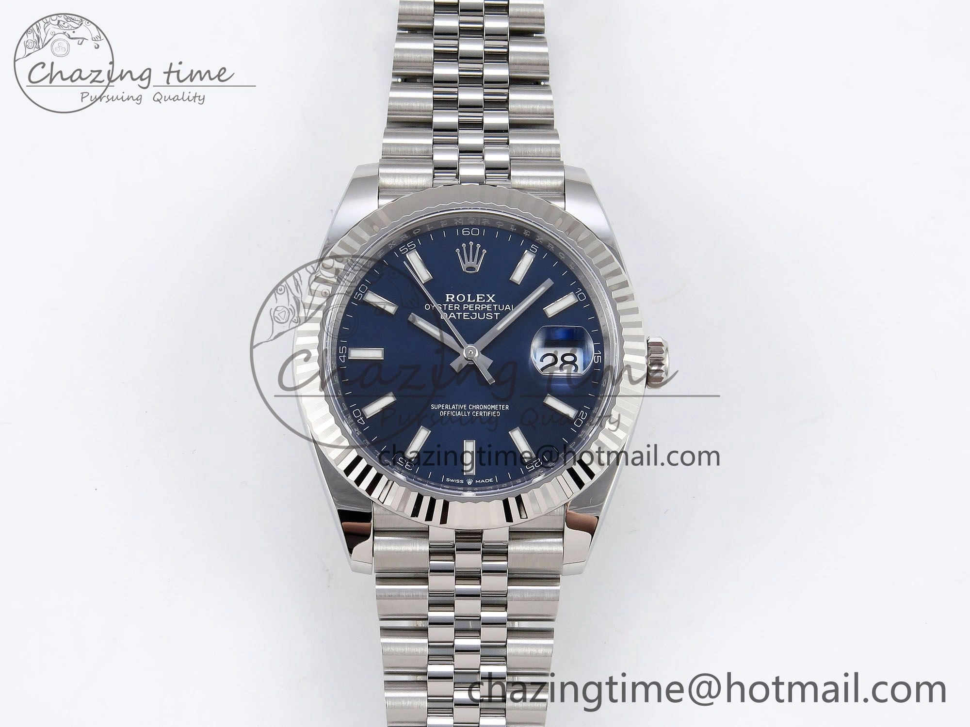 DateJust 41 126334 C+F 1:1 Best Edition 904L Steel Blue Dial on SS Jubilee Bracelet VR3235