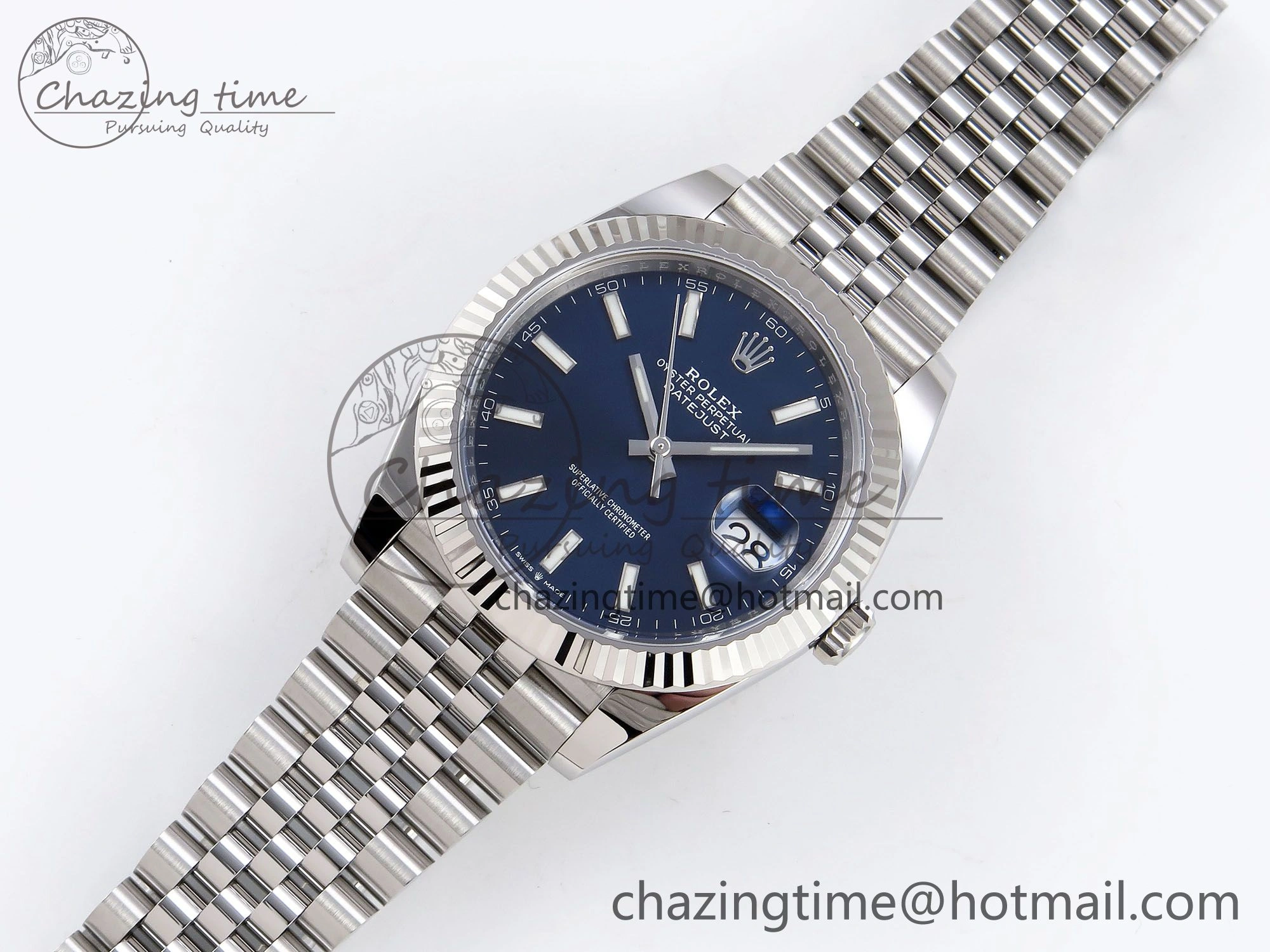 DateJust 41 126334 C+F 1:1 Best Edition 904L Steel Blue Dial on SS Jubilee Bracelet VR3235