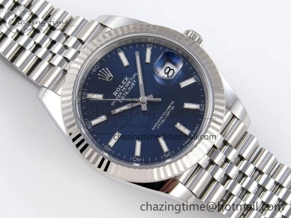 DateJust 41 126334 C+F 1:1 Best Edition 904L Steel Blue Dial on SS Jubilee Bracelet VR3235