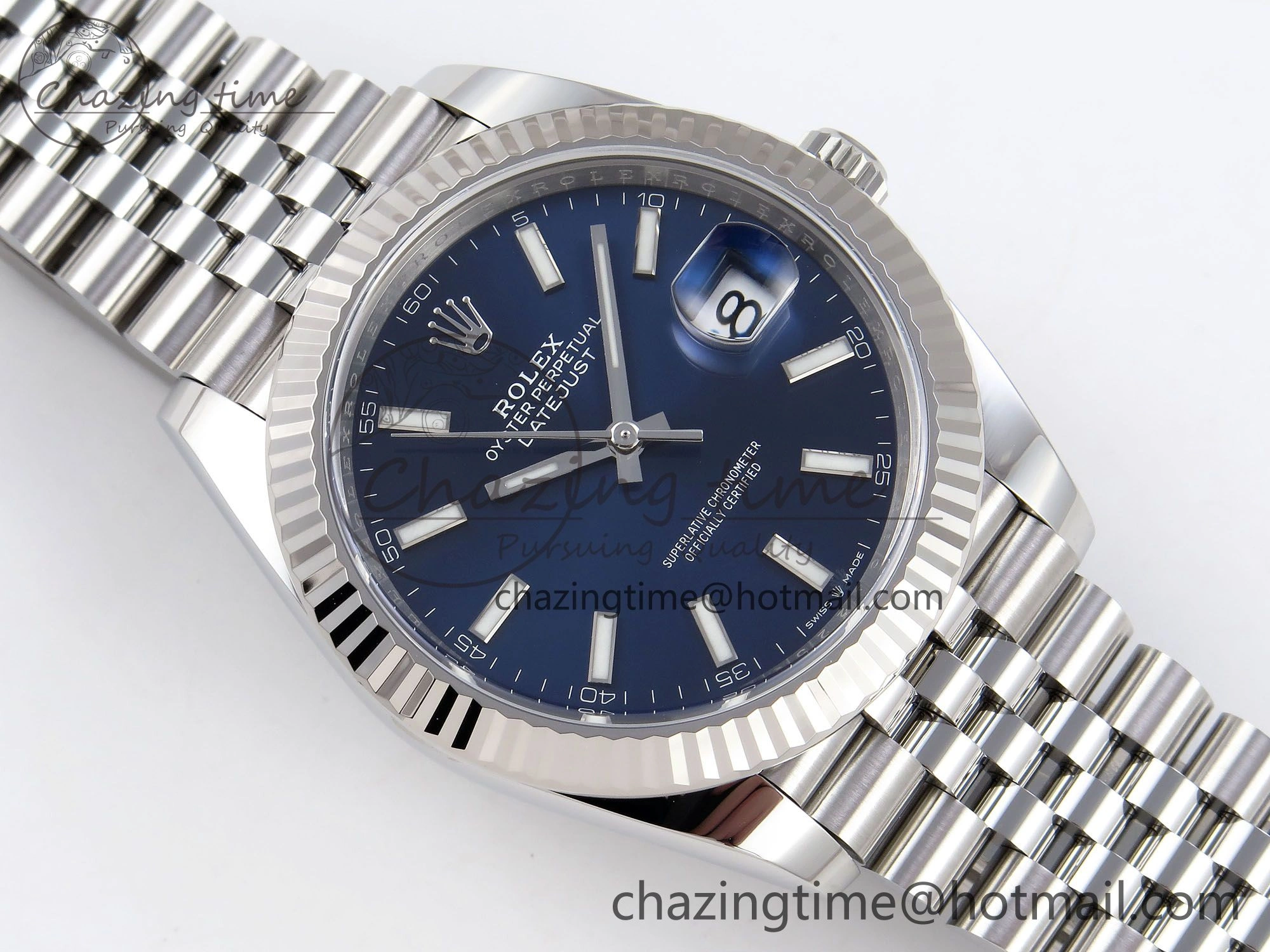 DateJust 41 126334 C+F 1:1 Best Edition 904L Steel Blue Dial on SS Jubilee Bracelet VR3235