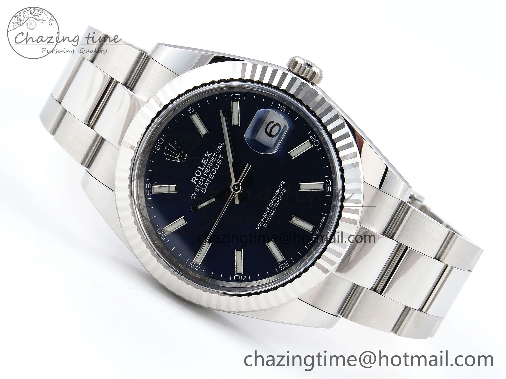 DateJust 41 126334 C+F 1:1 Best Edition 904L Steel Blue Dial on SS Oyster Bracelet VR3235