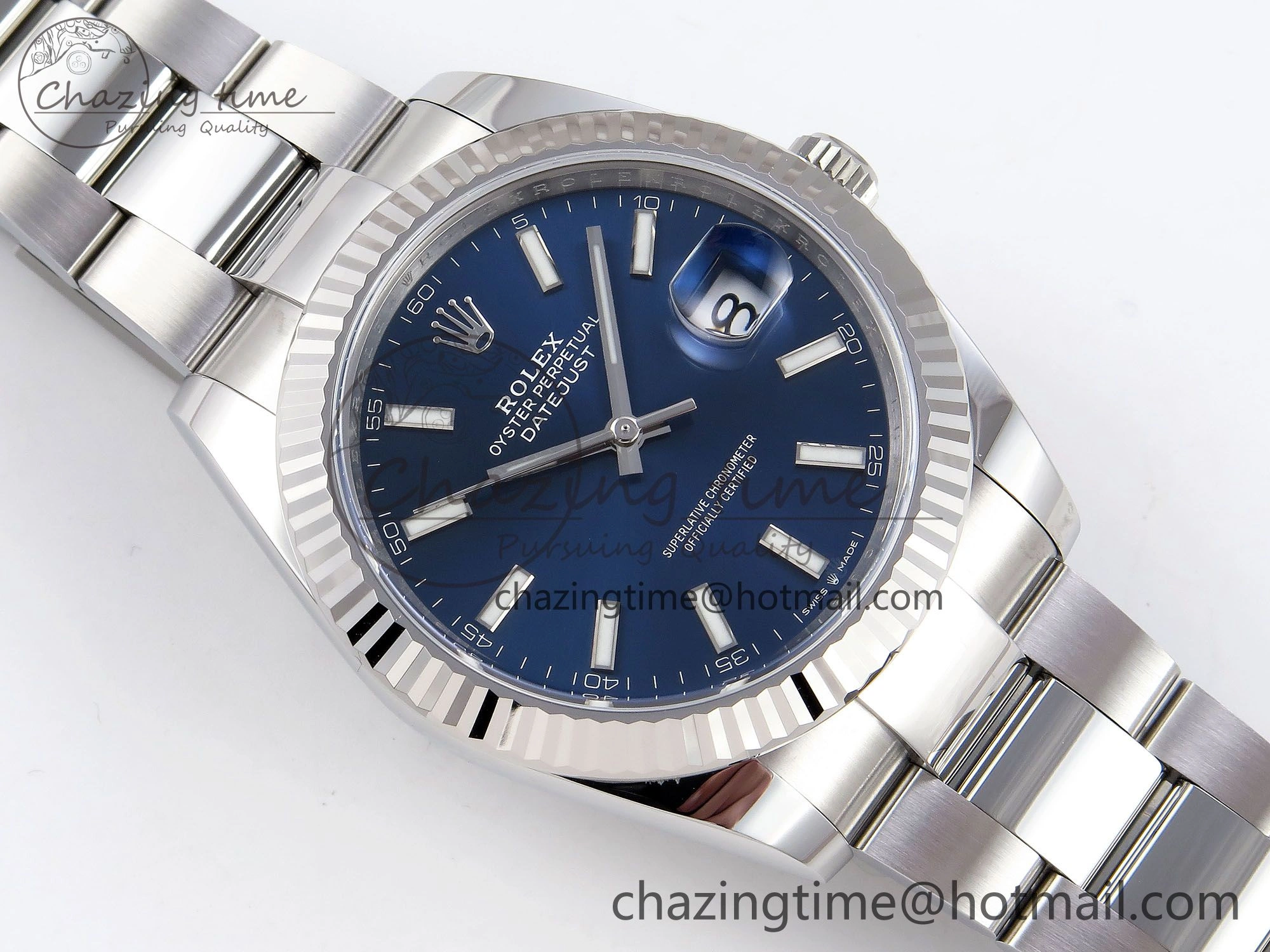 DateJust 41 126334 C+F 1:1 Best Edition 904L Steel Blue Dial on SS Oyster Bracelet VR3235