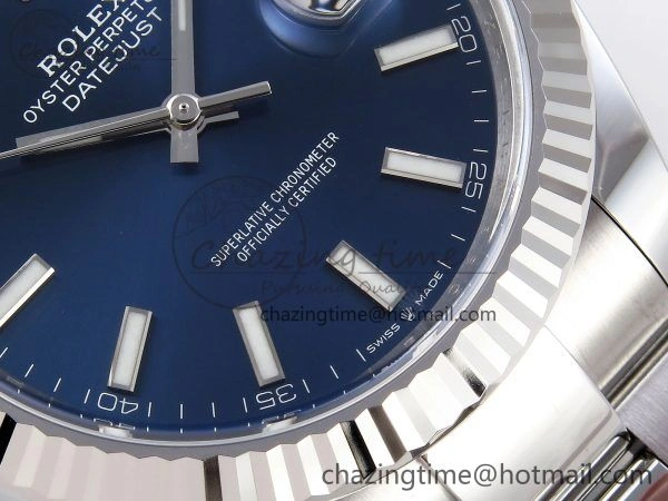 DateJust 41 126334 C+F 1:1 Best Edition 904L Steel Blue Dial on SS Oyster Bracelet VR3235