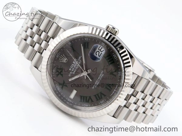 DateJust 41 126334 C+F 1:1 Best Edition 904L Steel Gray Dial Green Roman on SS Jubilee Bracelet VR3235