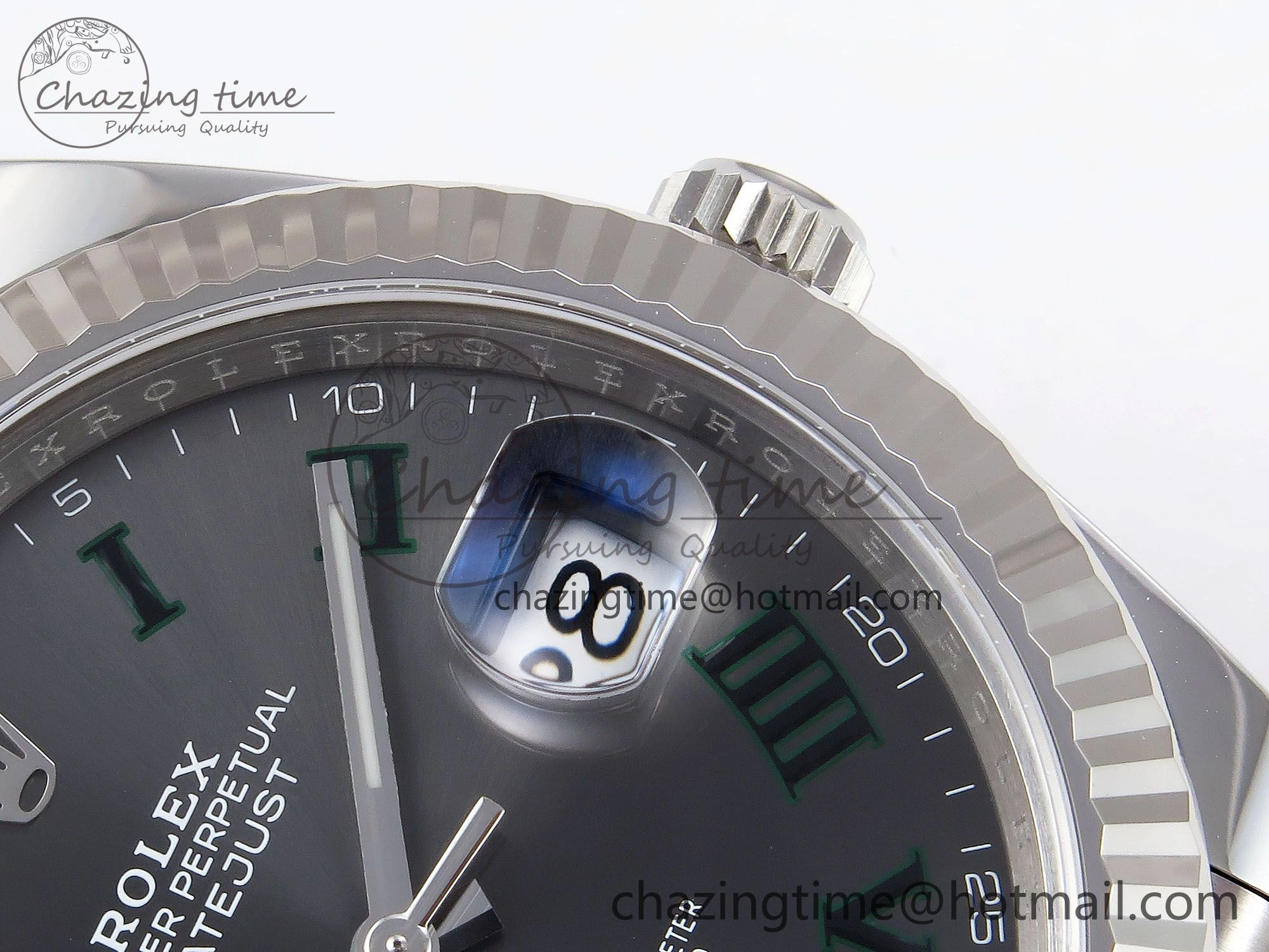 DateJust 41 126334 C+F 1:1 Best Edition 904L Steel Gray Dial Green Roman on SS Jubilee Bracelet VR3235