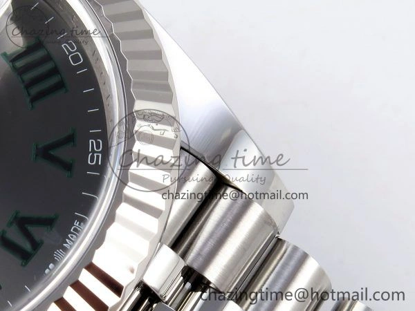 DateJust 41 126334 C+F 1:1 Best Edition 904L Steel Gray Dial Green Roman on SS Jubilee Bracelet VR3235