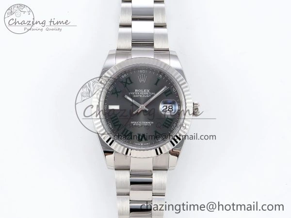 DateJust 41 126334 C+F 1:1 Best Edition 904L Steel Gray Dial Green Roman on SS Oyster Bracelet VR3235