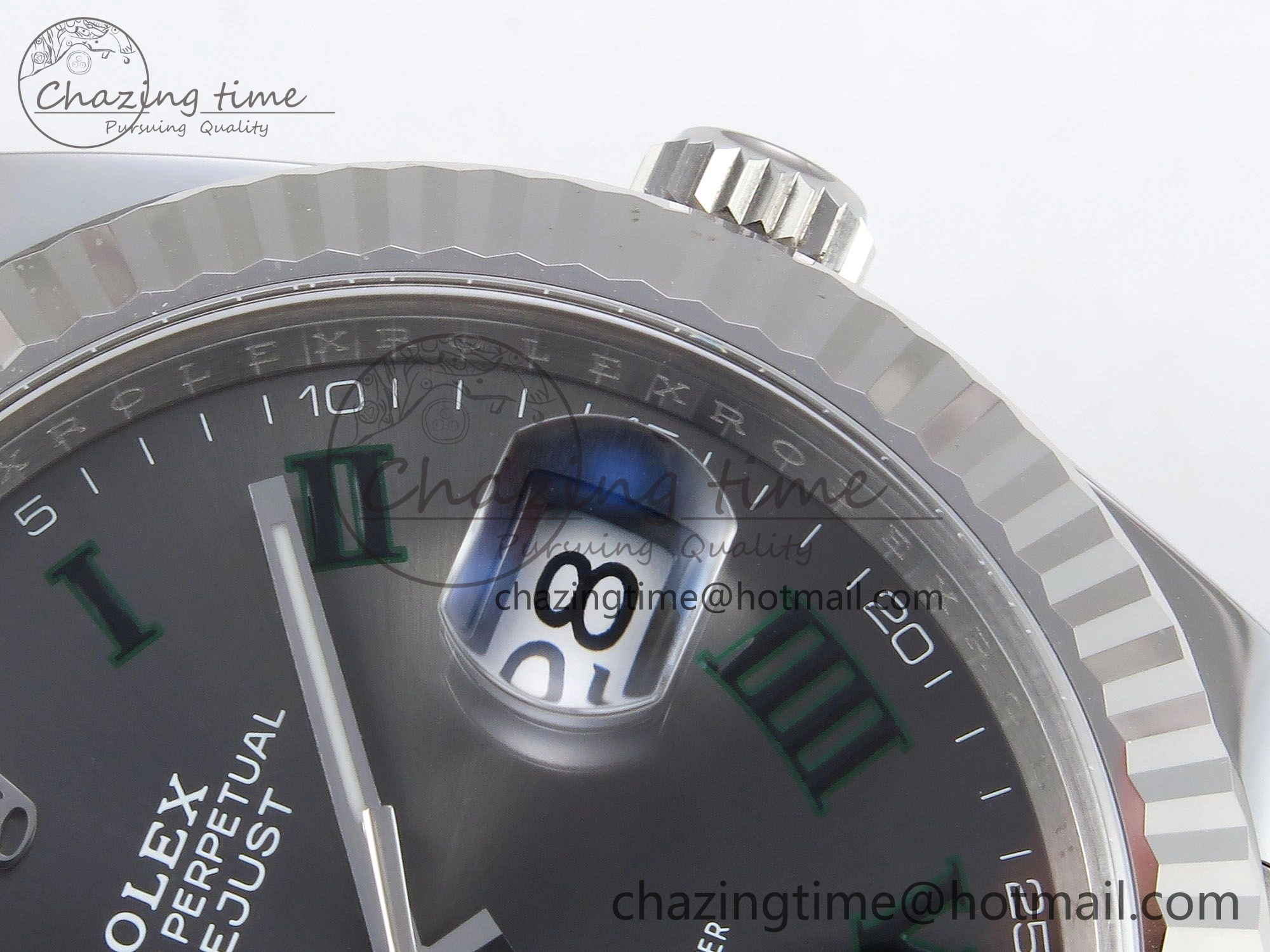 DateJust 41 126334 C+F 1:1 Best Edition 904L Steel Gray Dial Green Roman on SS Oyster Bracelet VR3235