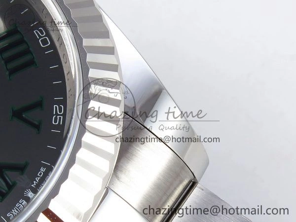 DateJust 41 126334 C+F 1:1 Best Edition 904L Steel Gray Dial Green Roman on SS Oyster Bracelet VR3235