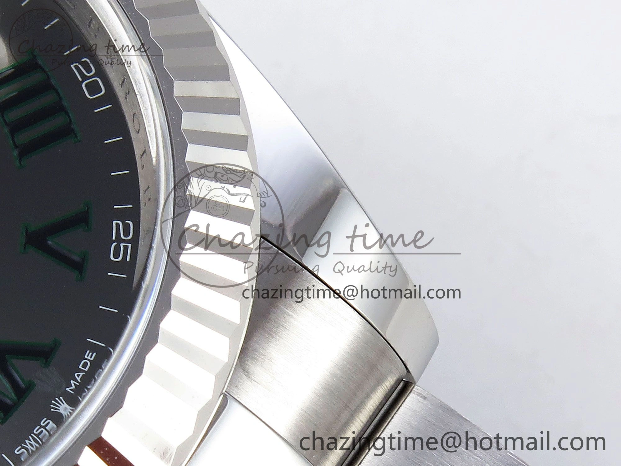 DateJust 41 126334 C+F 1:1 Best Edition 904L Steel Gray Dial Green Roman on SS Oyster Bracelet VR3235