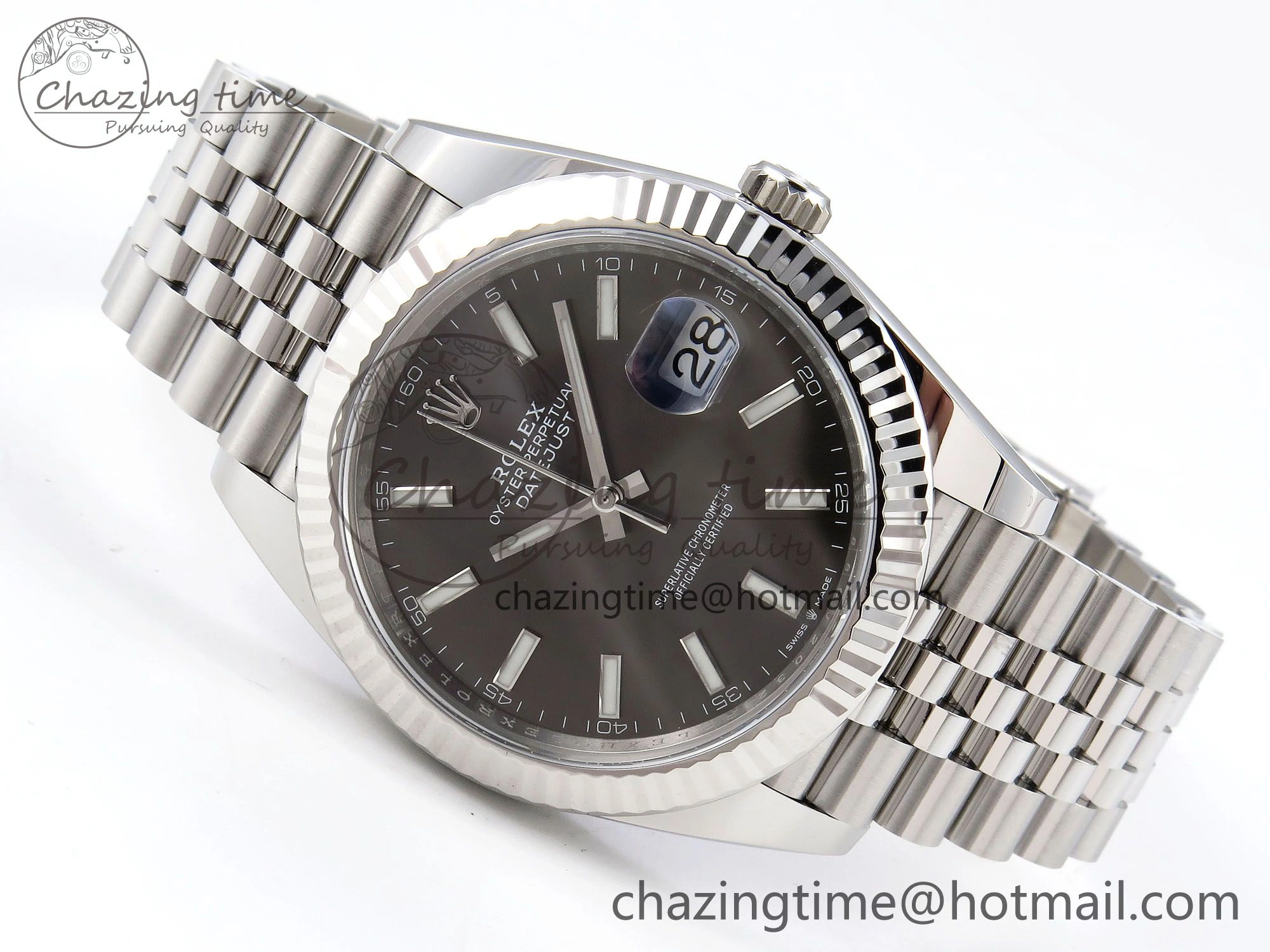 DateJust 41 126334 C+F 1:1 Best Edition 904L Steel Gray Dial on SS Jubilee Bracelet VR3235