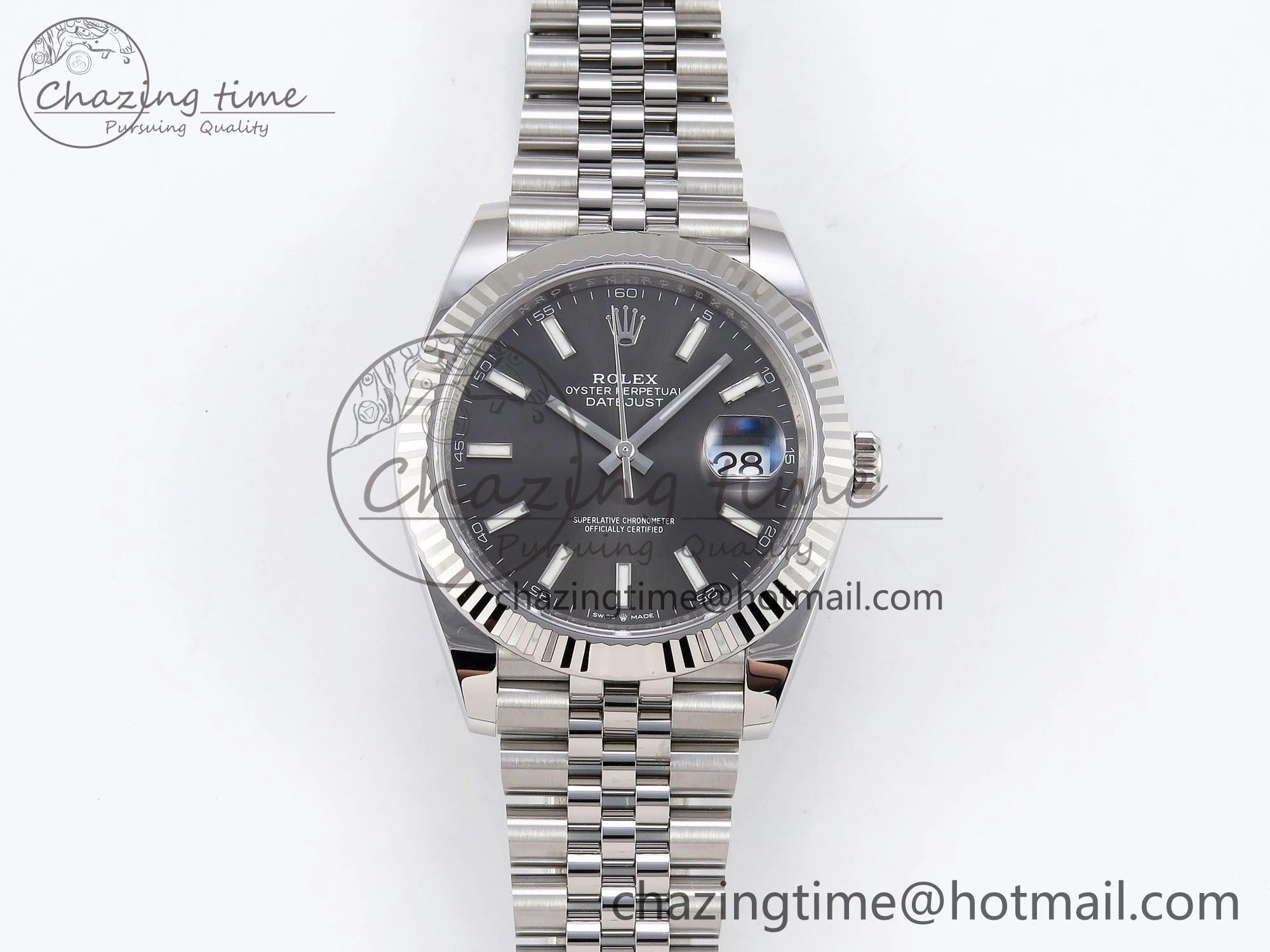DateJust 41 126334 C+F 1:1 Best Edition 904L Steel Gray Dial on SS Jubilee Bracelet VR3235