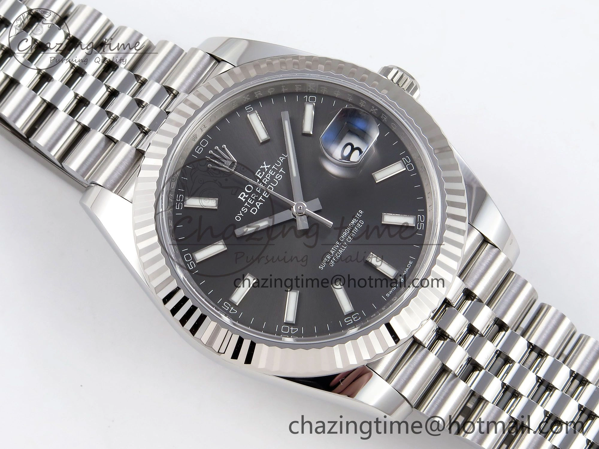 DateJust 41 126334 C+F 1:1 Best Edition 904L Steel Gray Dial on SS Jubilee Bracelet VR3235