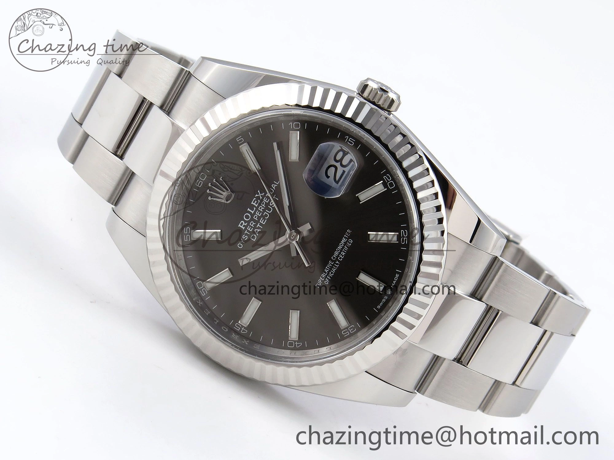 DateJust 41 126334 C+F 1:1 Best Edition 904L Steel Gray Dial on SS Oyster Bracelet VR3235