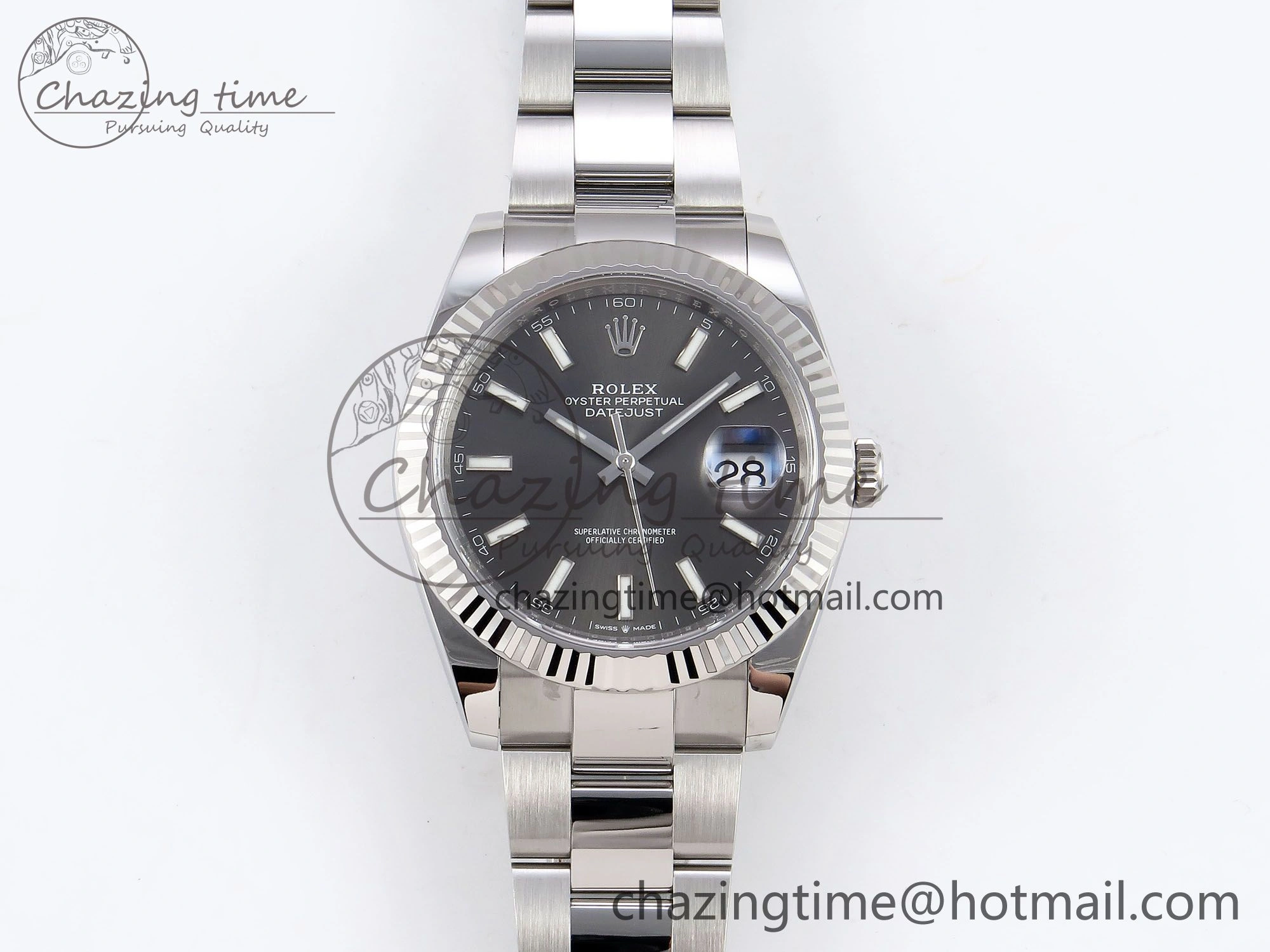 DateJust 41 126334 C+F 1:1 Best Edition 904L Steel Gray Dial on SS Oyster Bracelet VR3235
