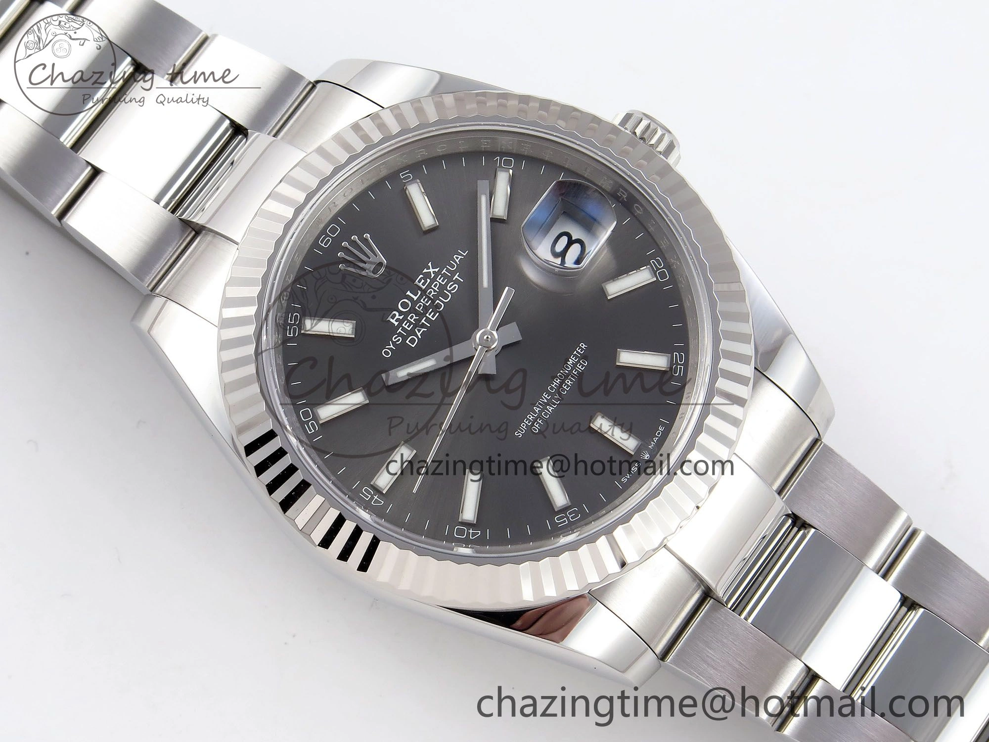 DateJust 41 126334 C+F 1:1 Best Edition 904L Steel Gray Dial on SS Oyster Bracelet VR3235