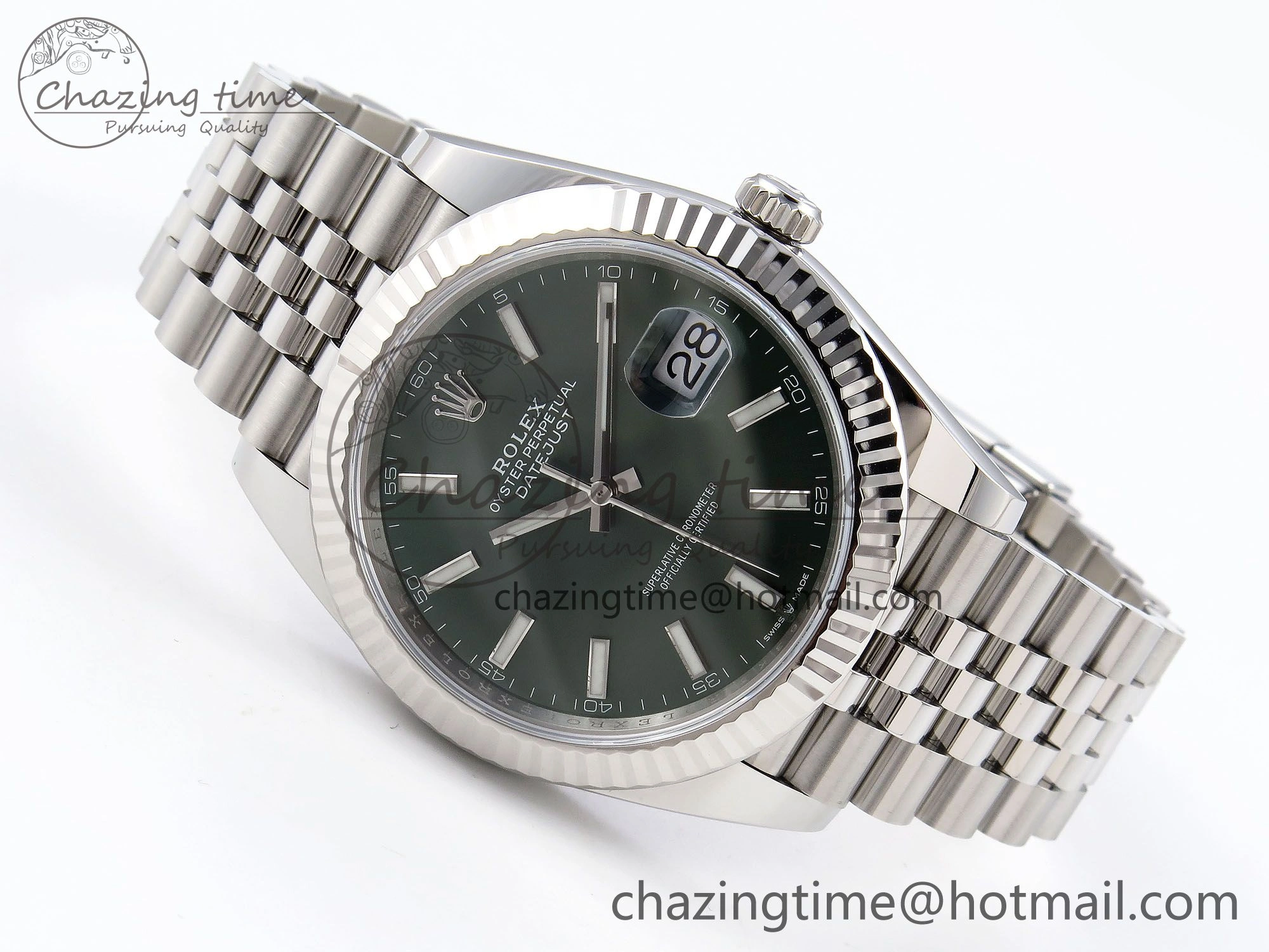 DateJust 41 126334 C+F 1:1 Best Edition 904L Steel Green Dial on SS Jubilee Bracelet VR3235