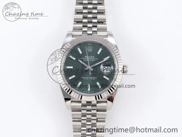DateJust 41 126334 C+F 1:1 Best Edition 904L Steel Green Dial on SS Jubilee Bracelet VR3235