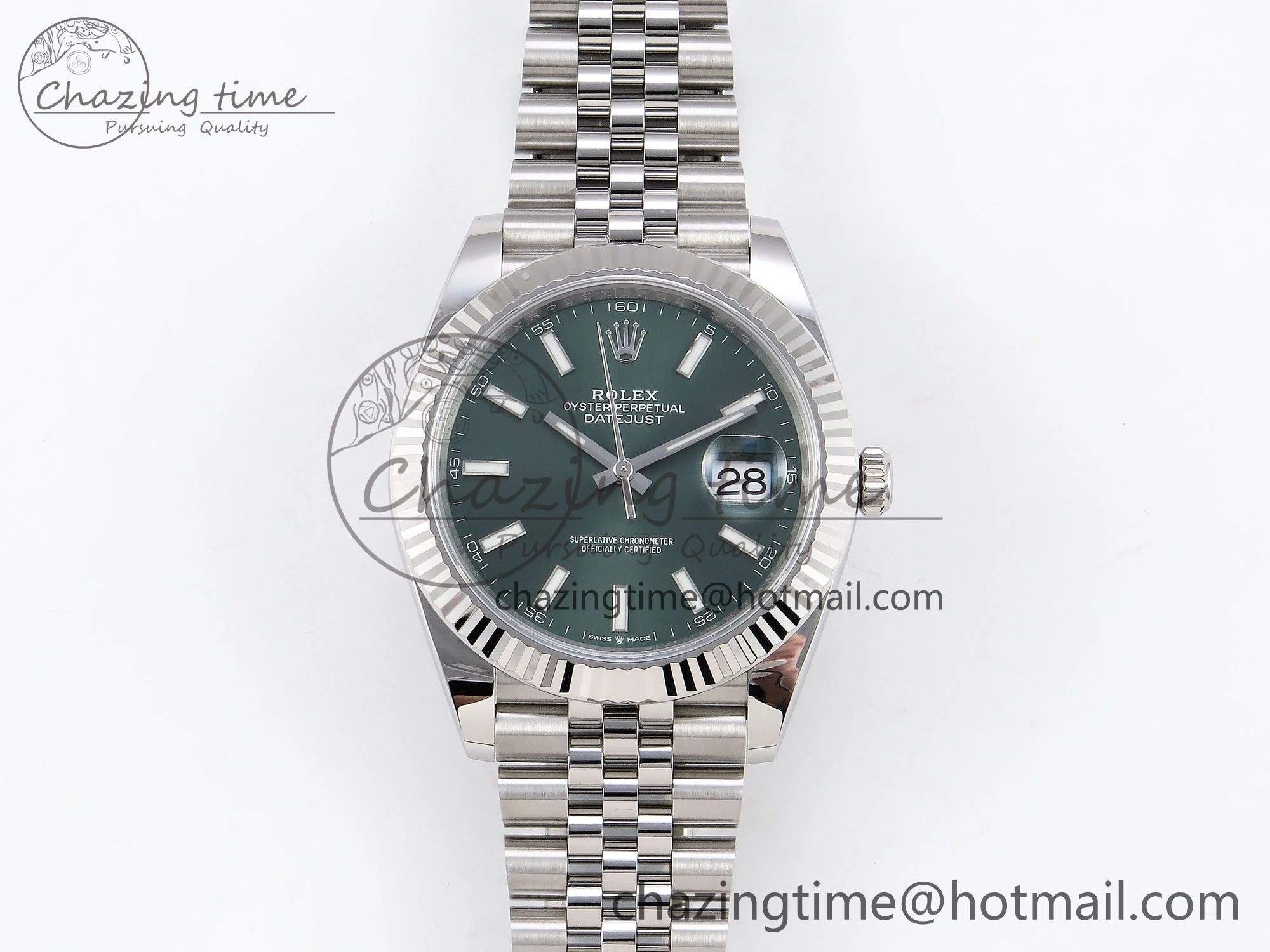 DateJust 41 126334 C+F 1:1 Best Edition 904L Steel Green Dial on SS Jubilee Bracelet VR3235