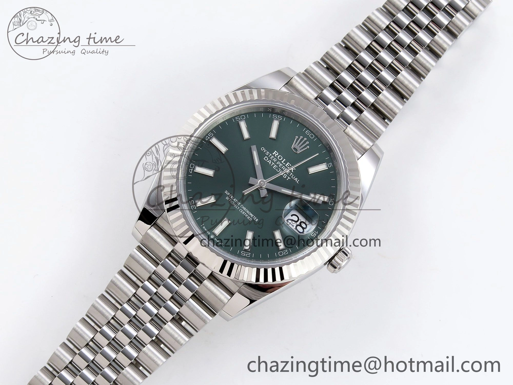 DateJust 41 126334 C+F 1:1 Best Edition 904L Steel Green Dial on SS Jubilee Bracelet VR3235