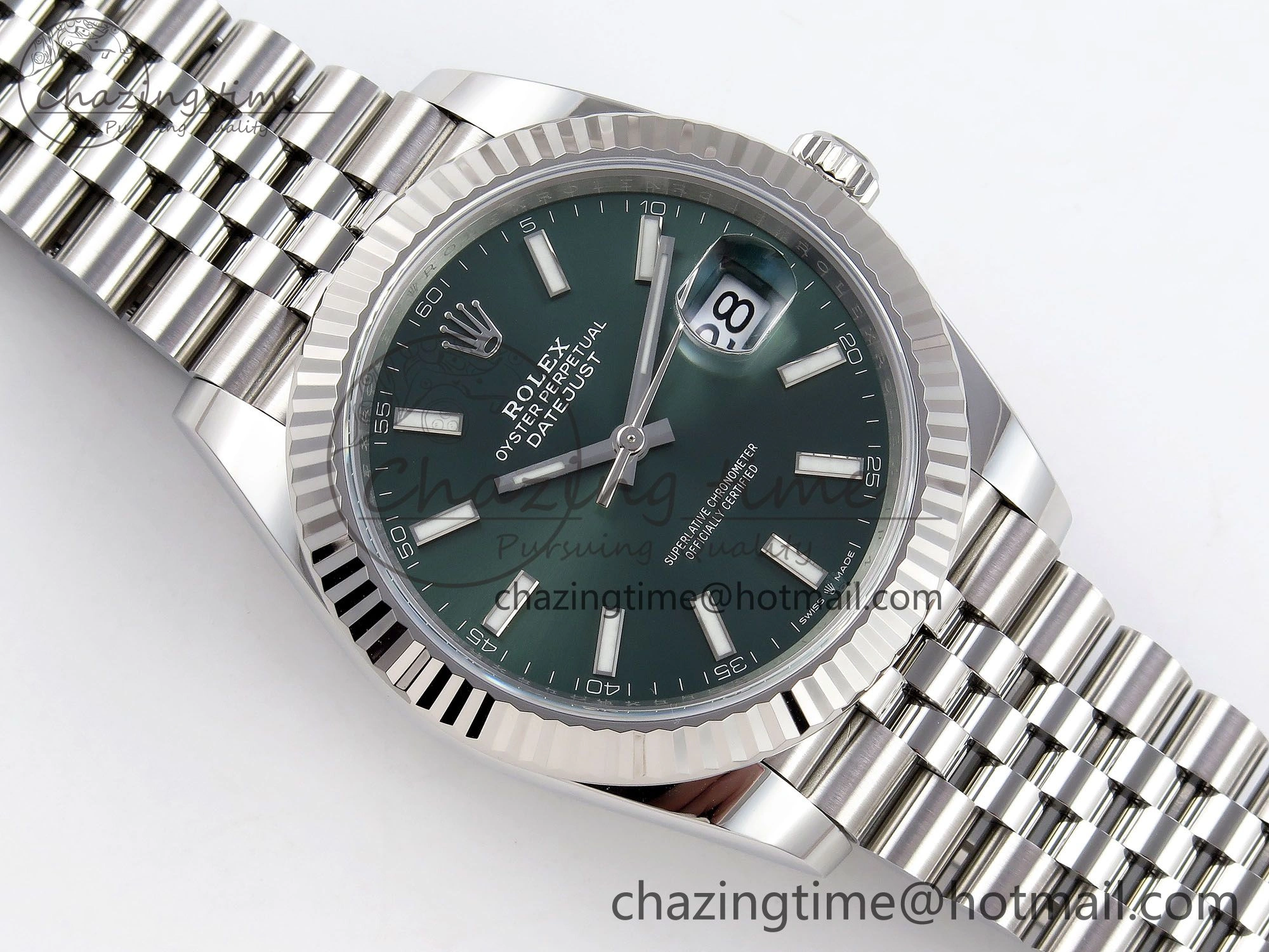 DateJust 41 126334 C+F 1:1 Best Edition 904L Steel Green Dial on SS Jubilee Bracelet VR3235