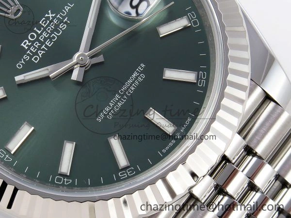 DateJust 41 126334 C+F 1:1 Best Edition 904L Steel Green Dial on SS Jubilee Bracelet VR3235