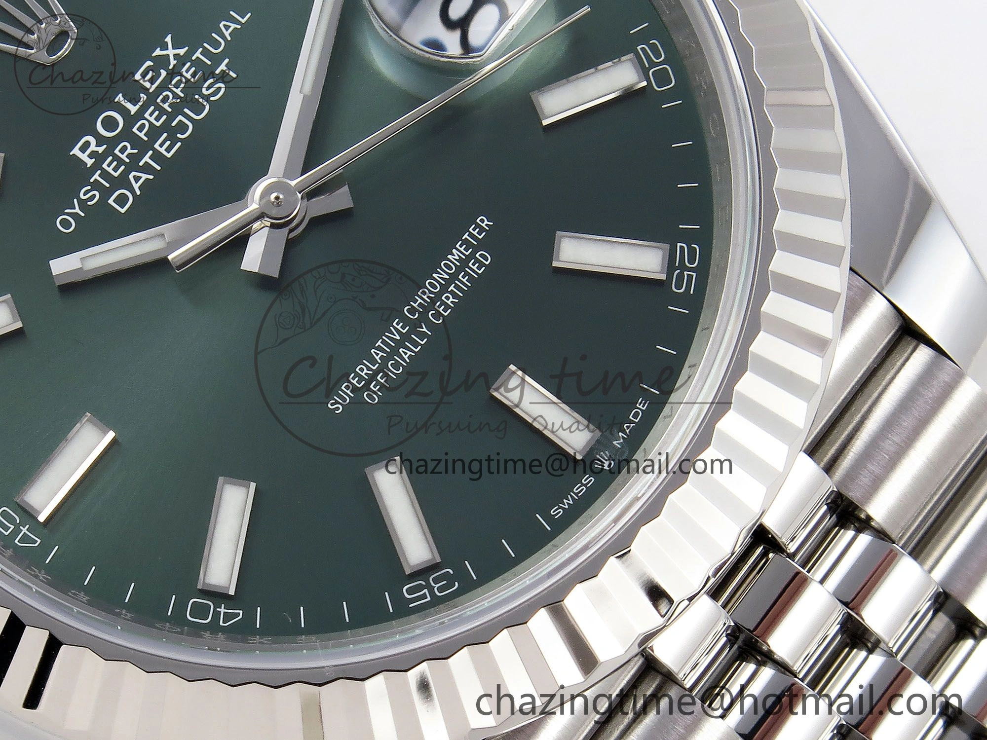 DateJust 41 126334 C+F 1:1 Best Edition 904L Steel Green Dial on SS Jubilee Bracelet VR3235
