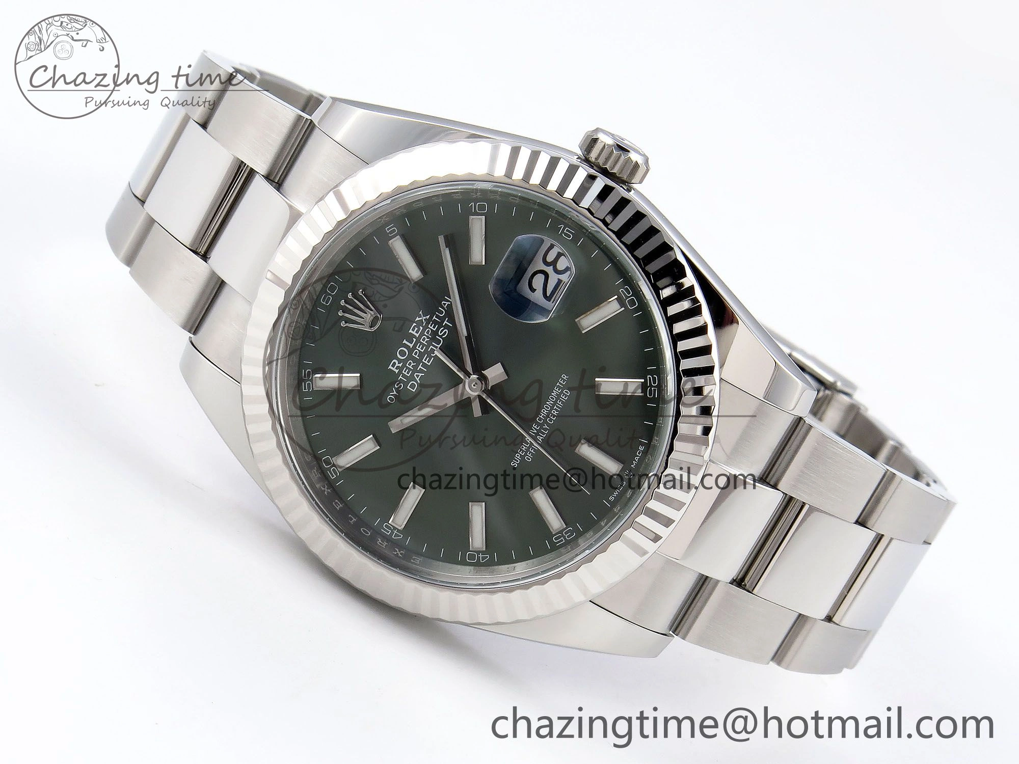 DateJust 41 126334 C+F 1:1 Best Edition 904L Steel Green Dial on SS Oyster Bracelet VR3235