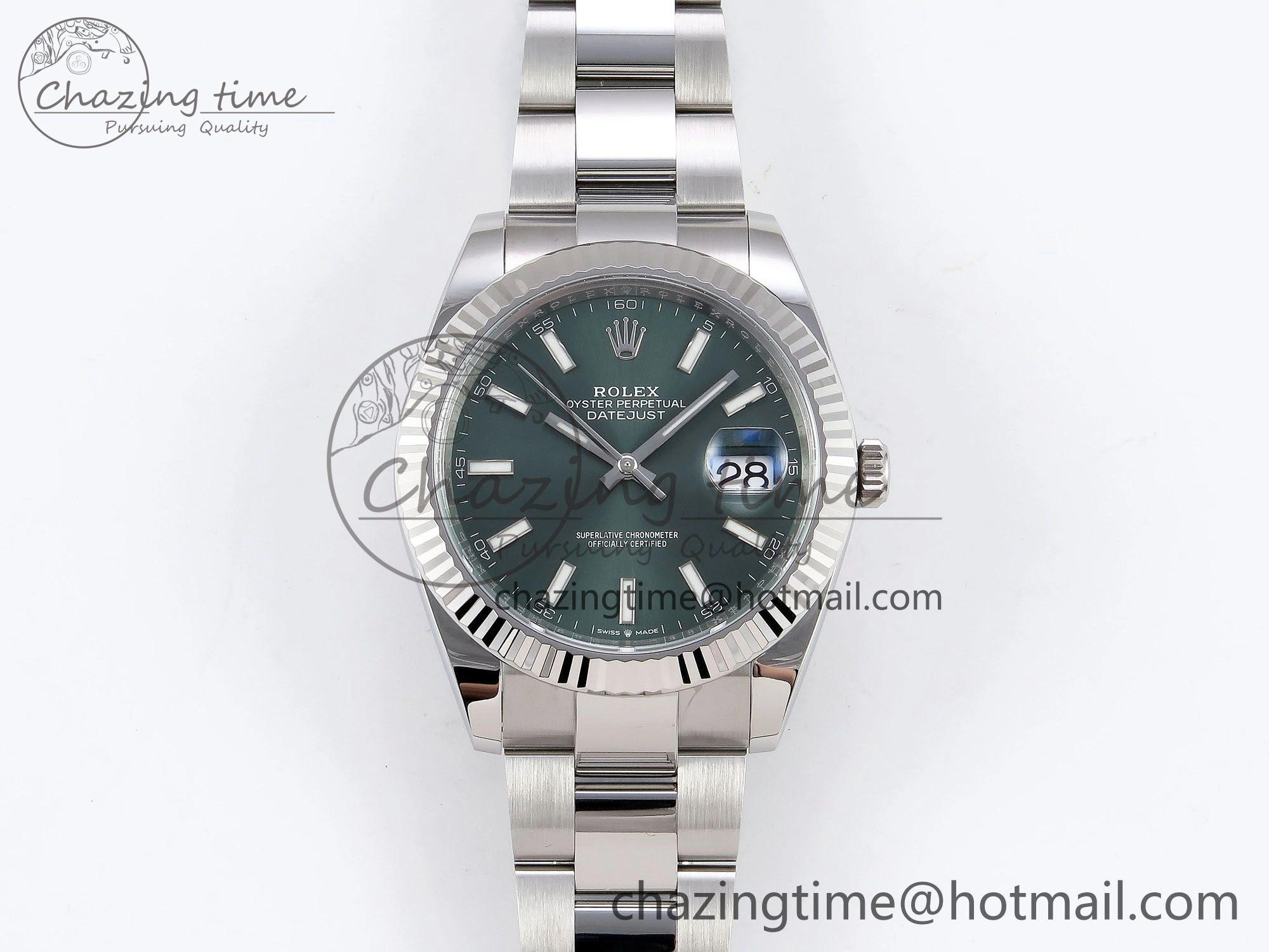 DateJust 41 126334 C+F 1:1 Best Edition 904L Steel Green Dial on SS Oyster Bracelet VR3235