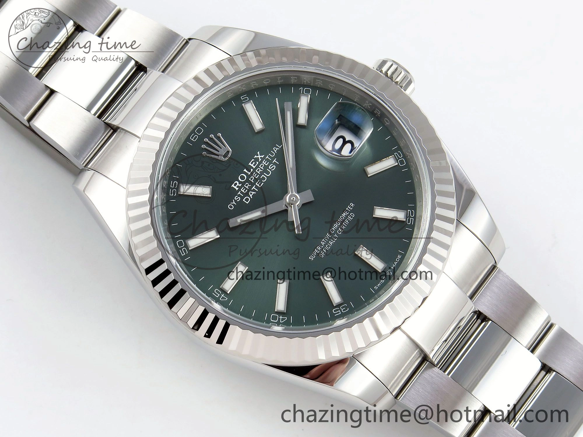 DateJust 41 126334 C+F 1:1 Best Edition 904L Steel Green Dial on SS Oyster Bracelet VR3235