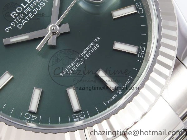 DateJust 41 126334 C+F 1:1 Best Edition 904L Steel Green Dial on SS Oyster Bracelet VR3235