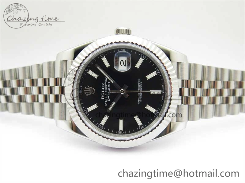 DateJust 41 126334 Clean 1:1 Best Edition 904L Steel Black Stick Dial on Jubilee Bracelet VR3235