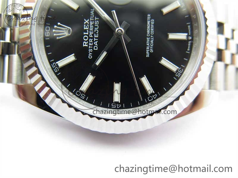 DateJust 41 126334 Clean 1:1 Best Edition 904L Steel Black Stick Dial on Jubilee Bracelet VR3235