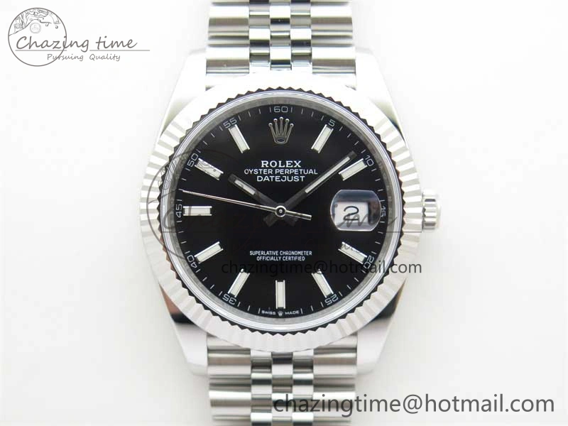 DateJust 41 126334 Clean 1:1 Best Edition 904L Steel Black Stick Dial on Jubilee Bracelet VR3235