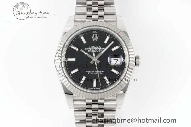 DateJust 41 126334 Clean 1:1 Best Edition 904L Steel Black Stick Dial on Jubilee Bracelet VR3235