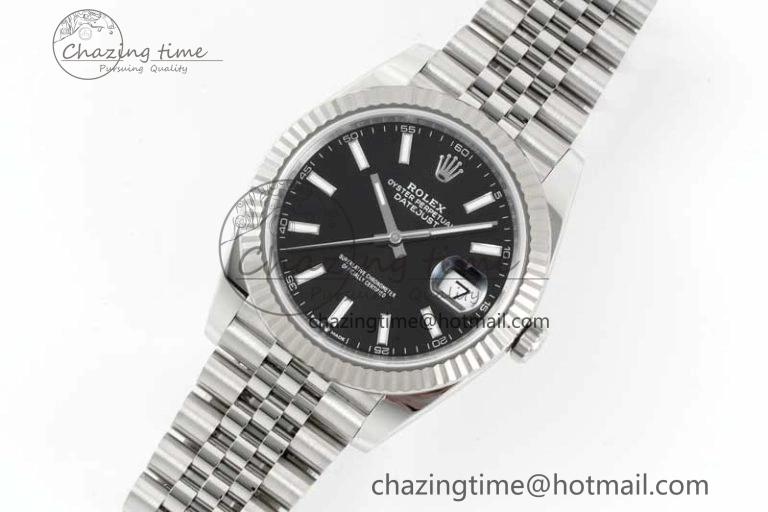 DateJust 41 126334 Clean 1:1 Best Edition 904L Steel Black Stick Dial on Jubilee Bracelet VR3235