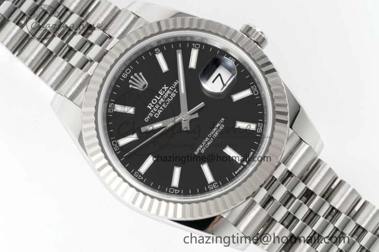 DateJust 41 126334 Clean 1:1 Best Edition 904L Steel Black Stick Dial on Jubilee Bracelet VR3235